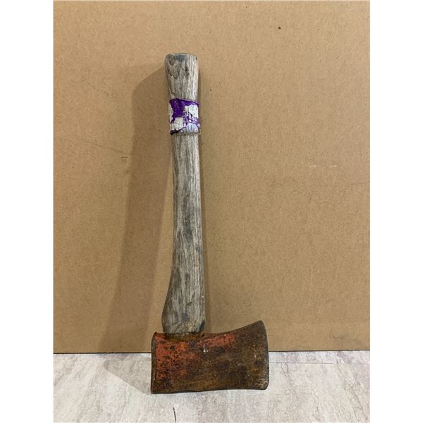 Vintage Axe With Wooden Handle And Protective Leather Sheath
