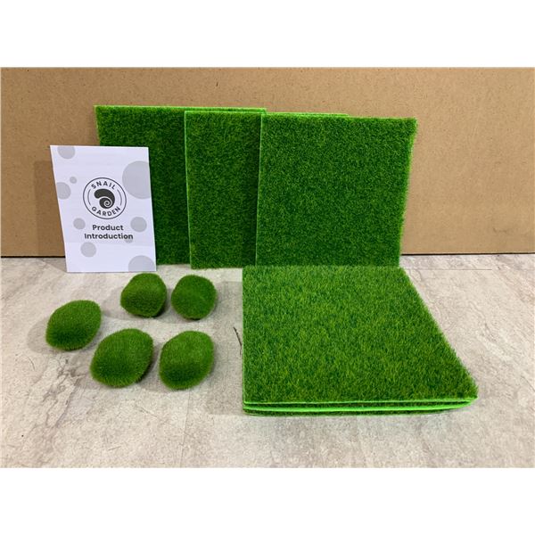 Mini Artificial Grass And Moss Craft Scenery Set 8 Grass Squares and 6 Moss Rocks