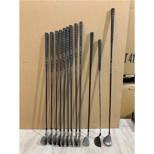 Lot of 12 Golf Clubs - 3,4,5,6,7,8,9,PW (Pro Wheel) Irons - Golf Planner Putter - 3 Wood - Callaway 