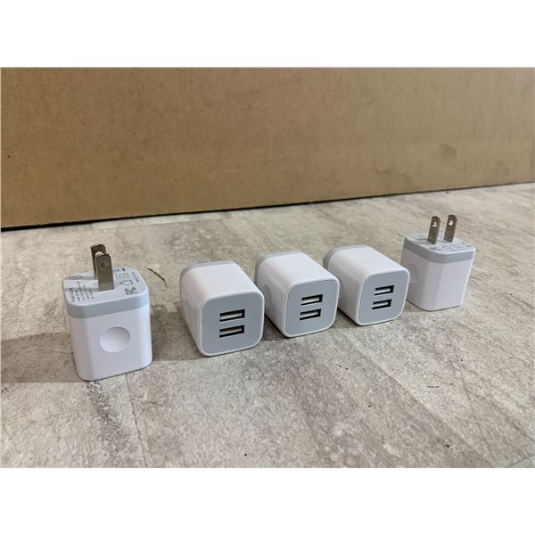 5 Pack - Dual USB Port Charging Blocks