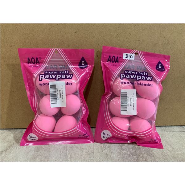 Lot of 2 Packs of 6 - Super Soft PawPaw Wonder Blenders for Makeup