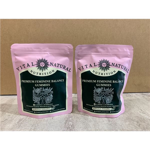 2 Bags of 60 - Vital Natural Nutrition Premium Feminine Balance Gummies - Hawaiian Pineapple