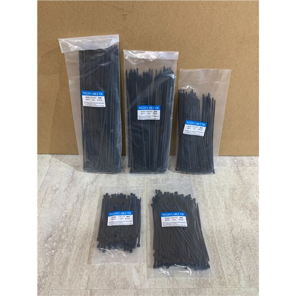 500 Count Zip Ties 5 Different Sizes Black