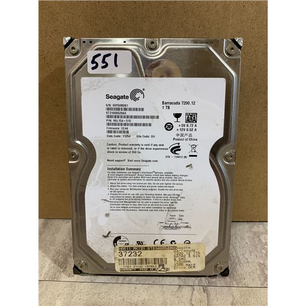 Seagate Barracuda Hard Drive - 1TB (1000GB)