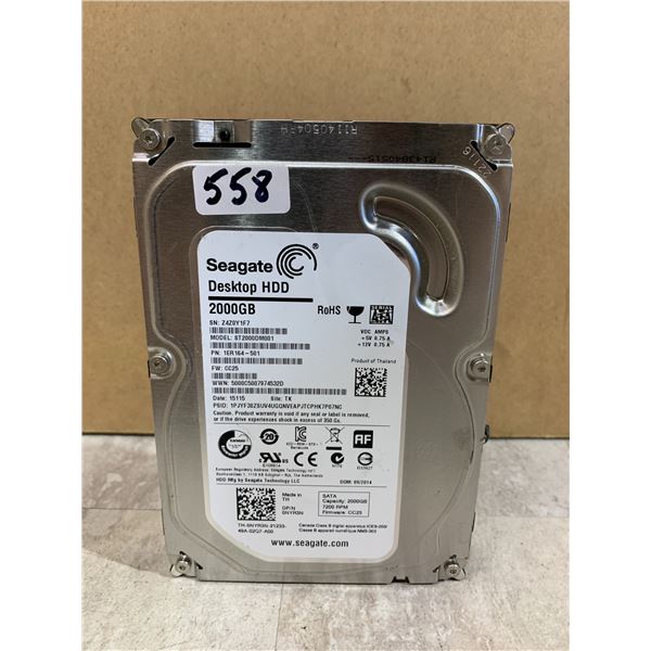 Seagate Desktop HDD 2000 GB Hard Drive Formatted