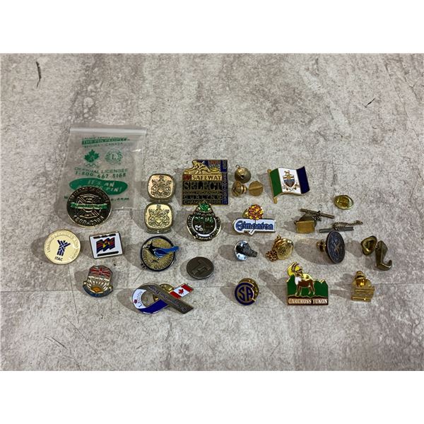 Large Lot of Collector Pins - Tie Tacks - Lapel Badges - Canada & Yukon Themes
