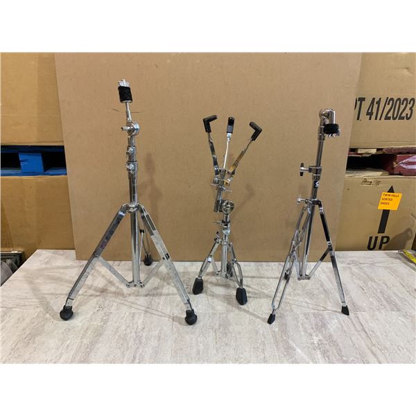Lot of 3 Music Equipment Stands - Microphone & Drum Hardware Stands