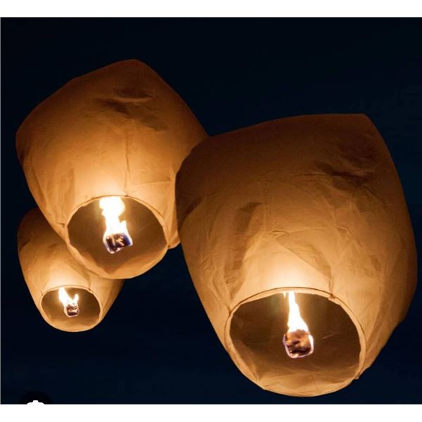 Lot of 2 - 5 Pack White Paper Chinese Sky Lanterns - Floating Wish Lanterns