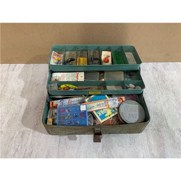 Vintage Metal Tackle Box Full of Vintage & Modern Tackle