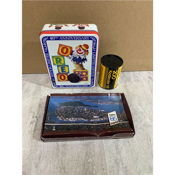 3 Pcs Vintage Tins / Packaging / Piggy Bank