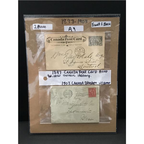 LOT OF 2 STAMPS 1897-1903 ON POSTCARDS