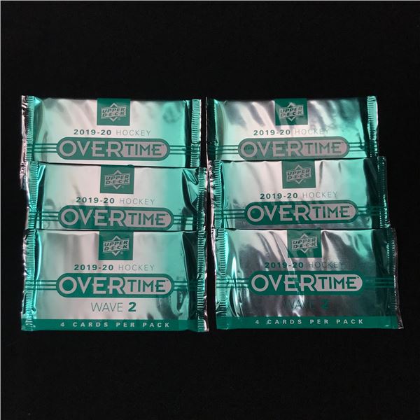 LOT OF 6 2019-20 UPPER DECK HOCKEY OVERTIME SEALED BOOSTER TRADING CARD PACKS