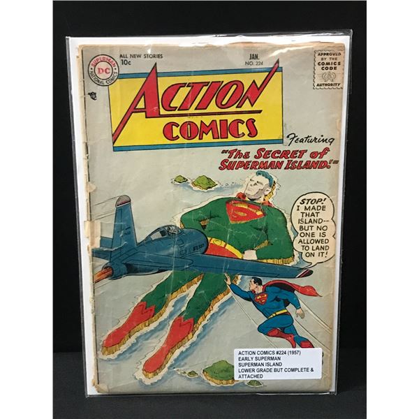 ACTION COMICS #224 (1957) COMPLETE AND ATTACHED - DC COMICS