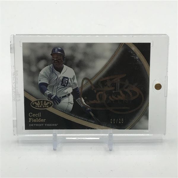 2020 TOPPS TIER ONE BASEBALL CECIL FIELDER SIGNED TRADING CARD 06/25