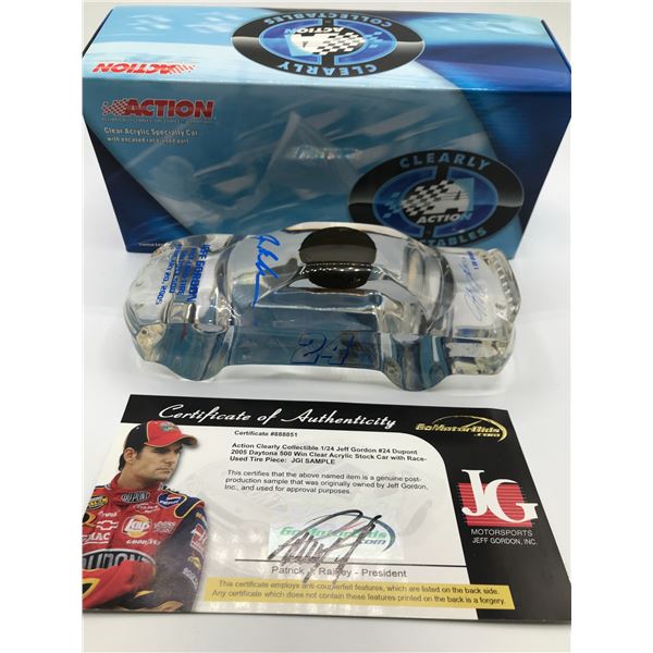 LTD EDITION JEFF GORDON SIGNED CRYSTAL CAR WITH USED TIRE 1/2000 GORDON AND AUTOGRAPH ADDICTS COA)