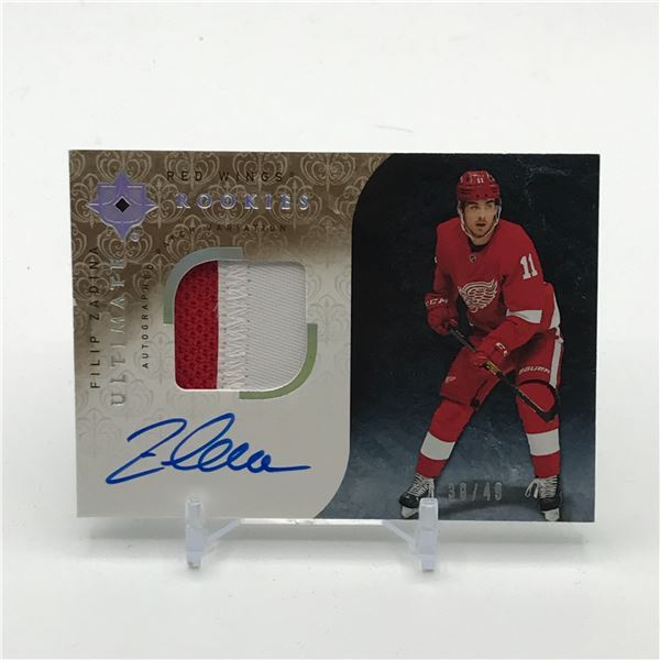 2019-20 UPPER DECK ULTIMATE COLLECTION FILIP ZADINA ROOKIE PATCH AUTO CARD 30/49
