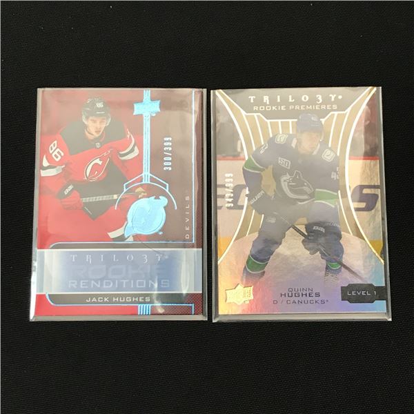 LOT OF 2 HOCKEY ROOKIE TRADING CARDS - JACK AND QUINN HUGHES
