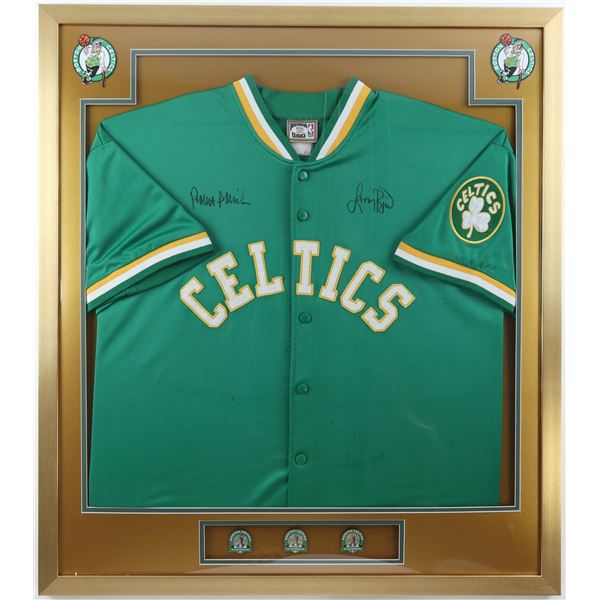 LARRY BIRD AND ROBERT PARISH SIGNED AND FRAMED CELTICS JACKET - BECKETT COA