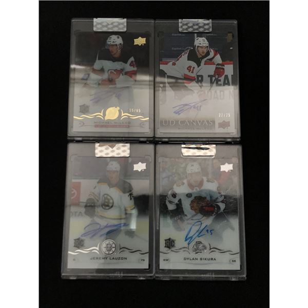 LOT OF 4 SIGNED UPPER DECK CLEAR CUT HOCKEY TRADING CARDS