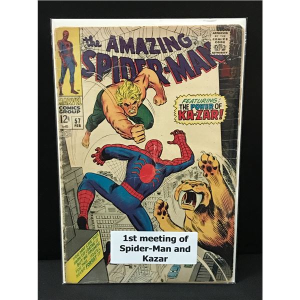 THE AMAZING SPIDERMAN #57 1ST MEETING SPIDERMAN AND KAZAR - MARVEL COMICS