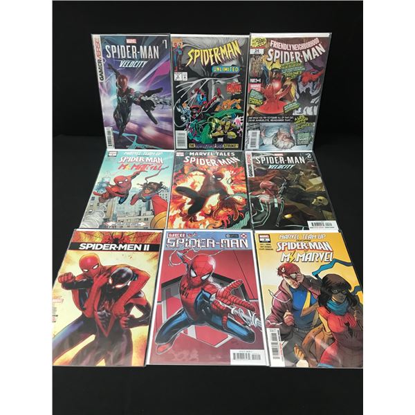 LOT OF 9 COMICS FEATURING SPIDERMAN - MARVEL COMICS