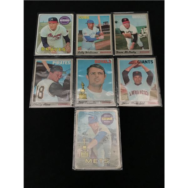 LOT OF 7 1970  TOPPS BASEBALL TRADING CARDS (SEMI STARS)