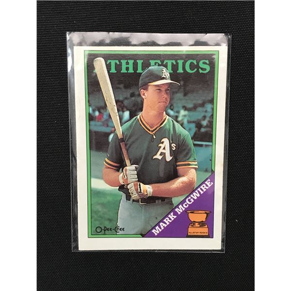 1988 OPC MARK MCGWIRE BASEBALL TRADING CARD