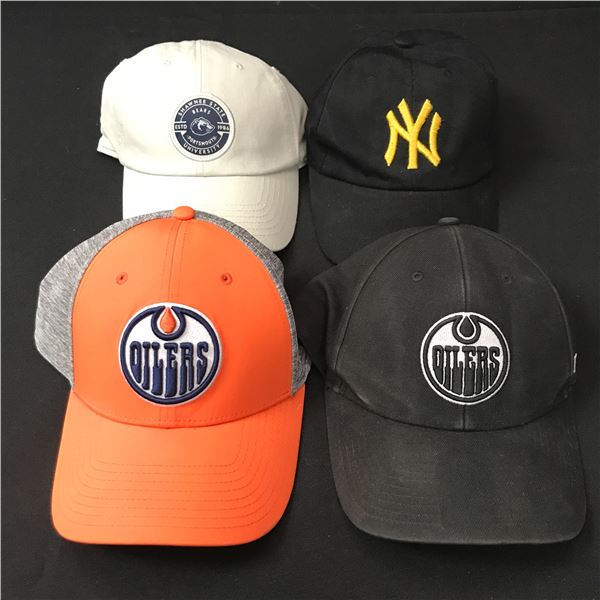 LOT OF 4 CAPS INCLUDING 2 EDMONTON OILERS