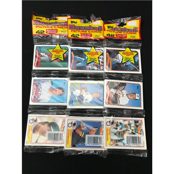 LOT OF 3 BASEBALL PICTURE TRADING CARDS IN ORIGINAL PACKAGING