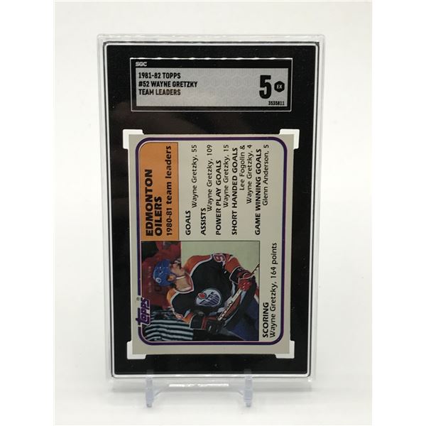 1981-82 TOPPS WAYNE GRETZKY TEAM LEADERS TRADING CARD - SGC GRADE 5
