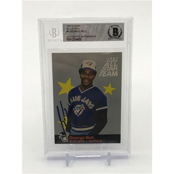 1987 FLEER ALL STARS GEORGE BELL SIGNED TRADING CARD - BECKETT ENCAPSULATED
