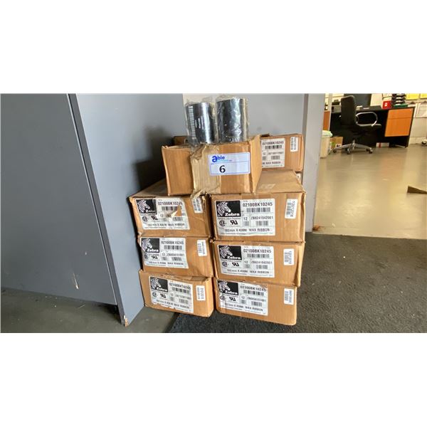 15 BOXES OF WAX RIBBON FOR ZEBRA PRINTER