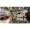 Image 2 : CONTENTS OF SHIPPING WORK AREA - 2 METAL SHELVING UNITS, WORK BENCH, DESK, ASSORTED CHAIRS,