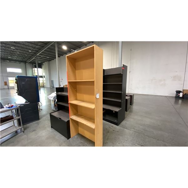 6 PCS. OF ASSORTED OFFICE FURNITURE - 2 DESKS AND 4 SHELVING UNITS