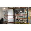 Image 2 : BLUE & ORANGE PALLET RACKING - (6) 12FT X 3 1/2FT UPRIGHTS 3 1/4" X 3" WITH 4" X 3 1/2" X 1/4"