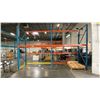 Image 4 : BLUE & ORANGE PALLET RACKING - (6) 12FT X 3 1/2FT UPRIGHTS 3 1/4" X 3" WITH 4" X 3 1/2" X 1/4"