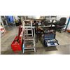 Image 1 : LARGE GROUP OF ASSORTED POWER TOOLS, HAND TOOLS, TOOL BOXES, LADDERS, TABLES, PARTS