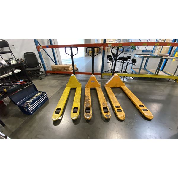 GROUP OF (3) 2500KG CAPACITY YELLOW PALLET JACKS