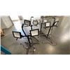 Image 2 : GROUP OF (4) DOUBLE HEADED LED WORK LIGHTS AND (2) MOBILE METAL SHOP CARTS