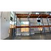 Image 2 : BLUE & ORANGE PALLET RACKING - (7) 18FT X 3 1/2FT UPRIGHTS 3 1/4" X 2" WITH 4 1/2" X 4" X 3/8"