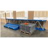 Image 1 : BLUE PALLET RACKING - (5) 22FT & (1) 24FT X 3 1/2FT UPRIGHTS 4" X 2 3/4" WITH 6" X 8" X 3/8" THICK