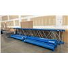 Image 1 : BLUE PALLET RACKING - (6) 22FT X 3 1/2FT UPRIGHTS 4" X 2 3/4" WITH 6" X 8" X 3/8" THICK