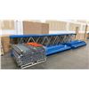 Image 2 : BLUE PALLET RACKING - (6) 22FT X 3 1/2FT UPRIGHTS 4" X 2 3/4" WITH 6" X 8" X 3/8" THICK