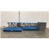Image 1 : BLUE PALLET RACKING - (6) 22FT X 3 1/2FT UPRIGHTS 4" X 2 3/4" WITH 6" X 8" X 3/8" THICK