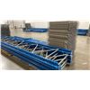 Image 1 : BLUE PALLET RACKING - (6) 22FT X 3 1/2FT UPRIGHTS 4" X 2 3/4" WITH 6" X 8" X 3/8" THICK
