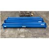 Image 1 : GROUP OF (22) 8FT X 4" X 2 3/4" BLUE PALLET RACKING SIDE RAILS