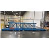 Image 1 : BLUE PALLET RACKING - (6) 16FT X 3 1/2FT UPRIGHTS 3 1/4" X 2" WITH 6" X 8" X 3/8" THICK