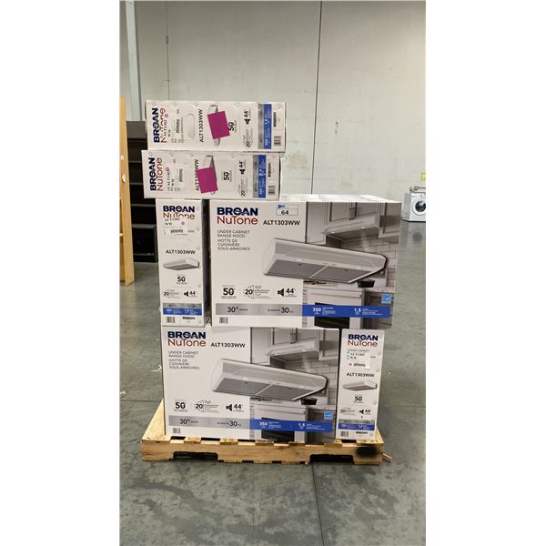 PALLET OF (12) BRAND NEW BROAN NUTONE UNDER CABINET RANGE HOODS