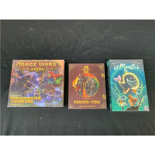Lot of 3 SEALED Tabletop Games El Maestro, Expansion Pack Forced in Fire, Mage Wars