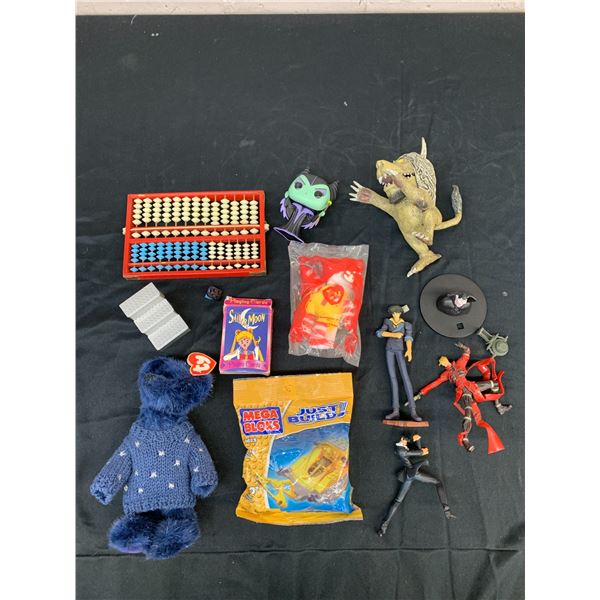Lot of Vintage Toys, Anime Figures, Beanie Baby, Abacus, etc